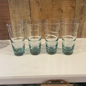 Vintage Libbey Aqua Saturn Optic Glassware Tumbler 6 5/8” tall